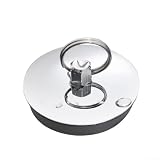 Edelstahl Waschbecken und Silikon Badewannenablaufstopfen, 42 mm bis 46 mm Abfluss mit Chrom-Finish, Waschbecken-Überlaufabdeckung für Küche und Bad Abflussdichtung