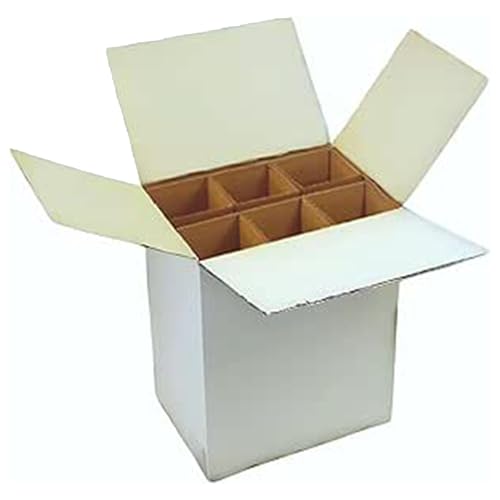 Caja para Botellas de Vino   Pack de 5 Cajas con Separadores para 6 Botellas   Embalaje Seguro y Cartón Resistente (25,5 x 18 x 30,5 cm)