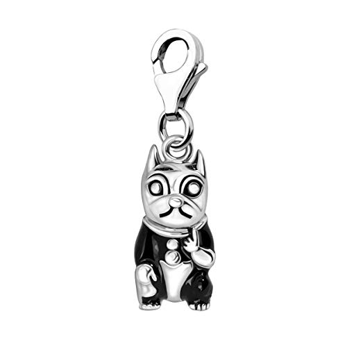 Quiges Donna Charm Ciondolo Argento Bulldog Francese per Bracciali e Accessori