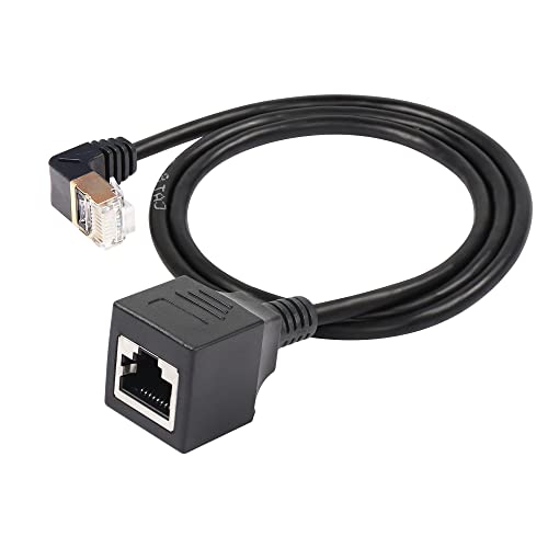 SinLoon RJ45 Cat8 Ethernet Cable,90 Degree Male to Female High Speed Cat8 Network Cable,40Gbps 2000Mhz SFTP Patch Cord For Router Modem Server (UP)
