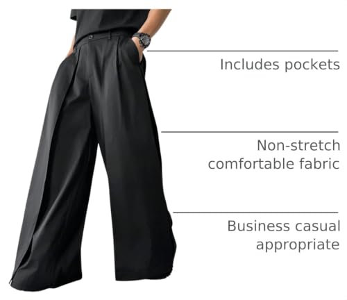 Image of OYOANGLE Men's Baggy Dress Pants Wide Leg Pleated Loose Work Trousers | Business Casual Pants for Men, Mens Work Pants, Dress Pants with Pocket, Zipper Fly, Slacks for Men