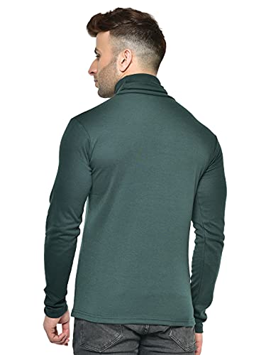 Image of CHKOKKO Winter Wear Cotton Plain Full Sleeve Turtle Neck Regular Fit T Shirt For Men