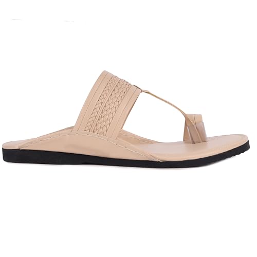 Image of CANVI Stylish Fancy & Comfortable Men's Kolhapuri Chappal Sandal Slipper for Men Stylish Faux Leather Men's Kolhapuri Slippers Thong Sandals for Men Stylish & Comfortable