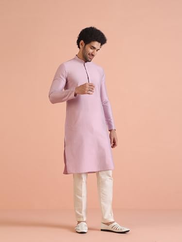 Kisah Men's Cotton Blend Solid Regular Kurta (Ka-0870_Onion Pink