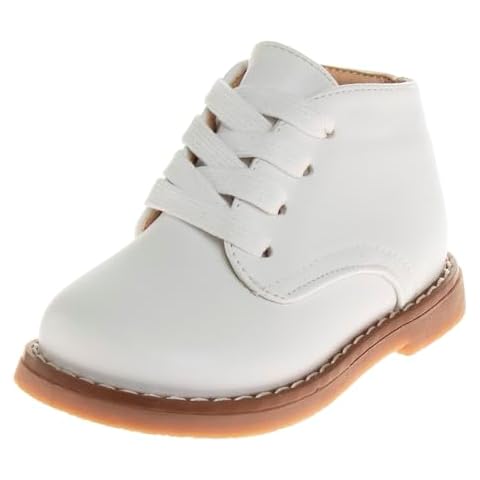 Josmo Baby Boys Girls Unisex Walking Shoes First Step Walker - Lightweight Synthetic Dress Boots Non-Slip Bottom High top - White (Size 3 Infant) Cover