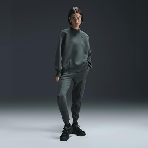 Nike Sportswear Tech Fleece Women's Oversized Crew-Neck Sweatshirt (FV8041-338, Vintage Green/Black)4