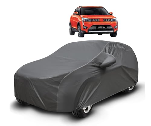 Image of Auto Hub Waterproof Car Cover Compatible with Mahindra XUV 300 with Mirror Pockets, Soft Cotton Lining, XUV 300 Car Cover Waterproof, Grey