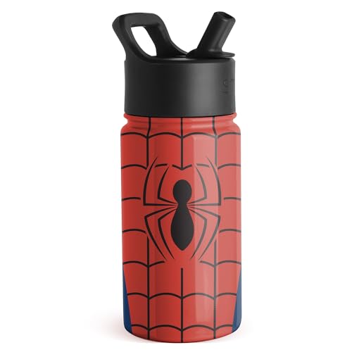 Image of Simple Modern Kids Summit Water Bottle with Straw Lid | Marvel Spider Man Stainless Steel Cup Insulated Tumbler for Boys, School | Spider Armor