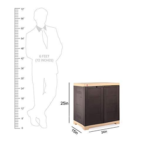 Image of Cello Novelty Compact Plastic Cabinet with Dustproof Doors| 3 Year Warranty | Almirah, Cupboard, Wardrobe for Home, Living Room, Bedroom, Kitchen, Office, Outdoor| Brown & Beige Colour