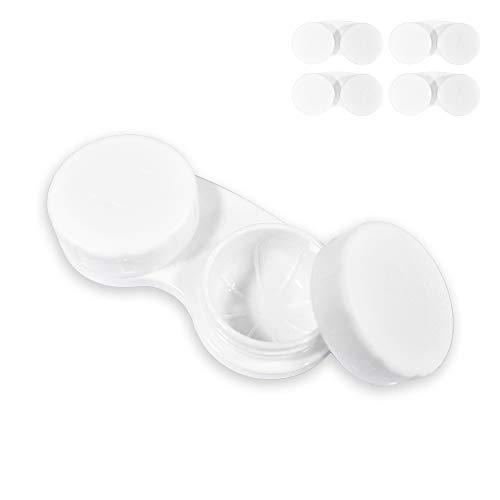 HAHIYO Contact Lens Case Box Holder Diameter 25mm Durable Leakproof Light Convenient Left/Right Eyes Contact Lens Container Soak Storage Kit for Storing Small Items Travel White 5 Pack
