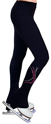NY2 SPORTSWEAR Figure Skating Practice Pants with Spangles S117D - Adult Sizes- (Adult Small) Black