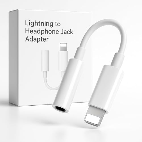 Image of Lighting to 3.5 mm Audio Earphones Jack Adapter, Port Converter Compatible with i Phone 14, 13, 12, 11, X, XS, 8, 7, 6S, SE, i Pod-i Pad, Headphone & Car Stereo Connector, White