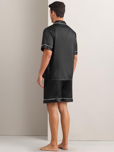 Lars Amadeus Satin Pajamas Set for Men's Short Sleeve Sleepwear Loungewear Shirts and Shorts 2 Pieces Pajama3