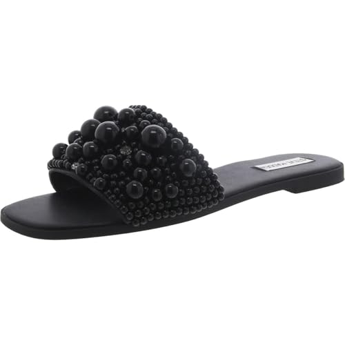 Steve Madden Women's Knicky Flat Sandal, Black, 6