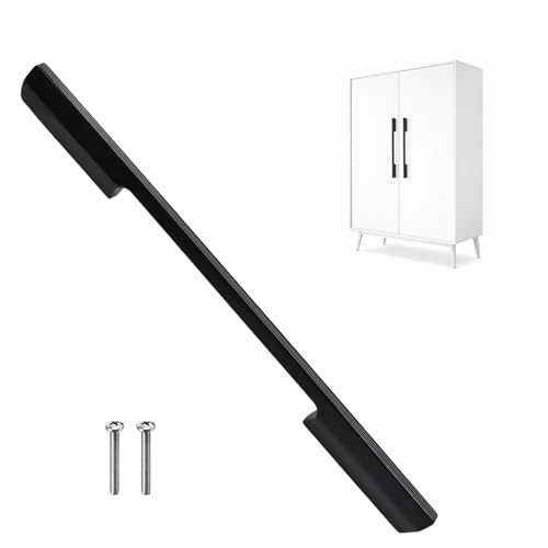 Image of Volo Wardrobe and Cabinet Pull Handle - Versatile Handles for Wardrobes, Drawers, Sliding Closets, and Doors in Kitchens, Offices, and Bedrooms (SAC-35) (Glossy Black, 288MM (12 Inch)) Pack of 1 Piece