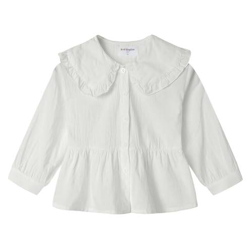 Image of Mud Kingdom Girls Blouse Shirts Spring Fall Long Sleeve Button-Down Top Ruffle Collar