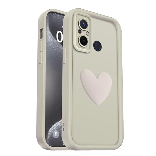 PanXCase Hülle für Xiaomi Redmi 12C / Poco C55 - Handyhülle 3D Herz Motiv Design Süß Silikonhülle Kameraschutz Mädchen Stoßfest Kratzfeste Schutzhülle (White)