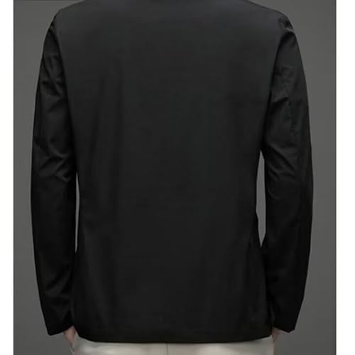 Kyayu Jacket, Men’s Ice Silk Summer Casual Blazer Lightweight Slim Fit Button Notch Lapel Suit Jacket Business Plus Size4
