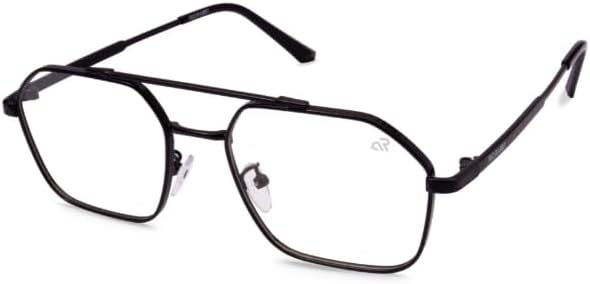 Riorabbit's Signature Style: ARIES A1 Black Full Rim Geometric Metal Frame Eyeglasses - Elevate Your Eyewear Game with Elegance and Comfort"