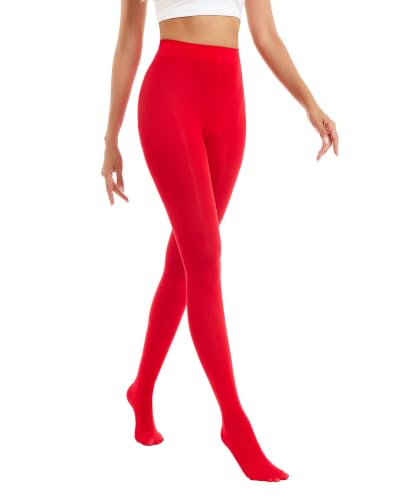 Image of Luxdovi Women Ultra Soft 50 Denier Silky Tights Semi Opaque Solid Color Pantyhose High Waist Footed Stockings