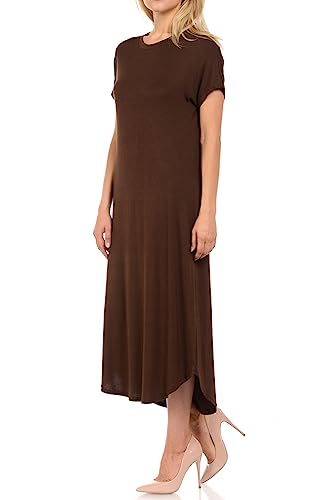 Image of iconic luxe Women's A Line Short Sleeve T Shirt Midi Dress Summer Casual