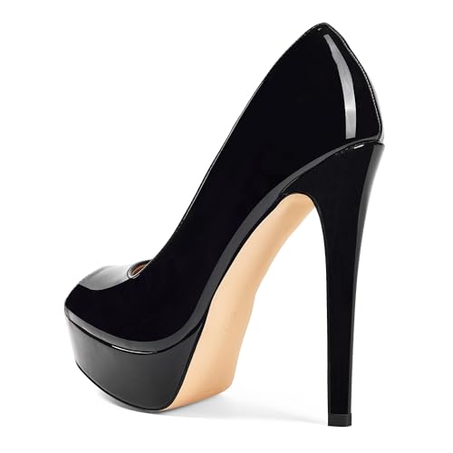 Image of Elisabet Tang Women's Platform High Heels Pumps Shoes Peep Toe 5.5 inch Stilettos Slip On for Dress Wedding Party Prom