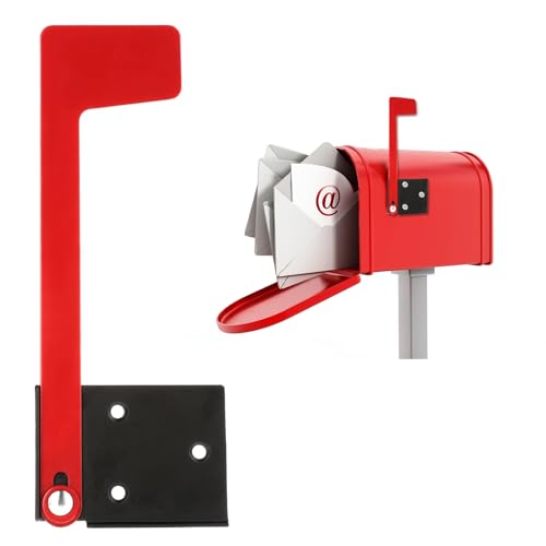 Image of Red Mailbox Flag Replacement Kit Galvanized Steel Professional Flag for Mailbox, Upgrade Sinking-Fixed Design Mail Box Replacement Parts with Sticky Pads Metal Brick Stone Wood and All Other Surfaces