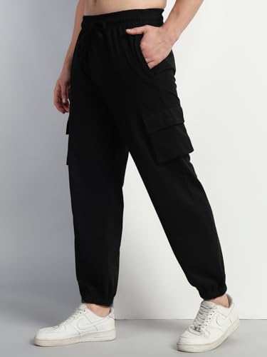 Image of Q - RIOUS Men Cargo || Men Cargo Pants || Men Cargo Pants Cotton || Cargos for Men, Black, 28