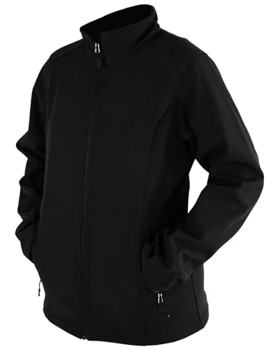 Image of Yasumond Mens Windbreaker Softshell Jacket Fleece Lined Full Zip with Stand-Up Collar Coat Waterproof Lightweight Outdoor Casual Track Jacket for Hiking Fishing Golf Black L