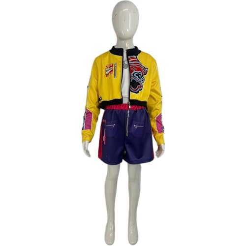 Rumi Costume for Girls Pop Singers Fancy Dress Halloween Outfits Include Jacket T-Shirt Shorts 3PCS Set4