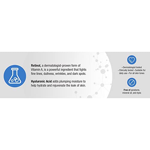 Neutrogena Rapid Wrinkle Repair Retinol Face Moisturizer, Daily Anti-Aging Cream with & Hyaluronic Acid to Fight Fine Lines, Wrinkles, Dark Spots, 1.7 oz (pack of 2) 3.4 Ounce