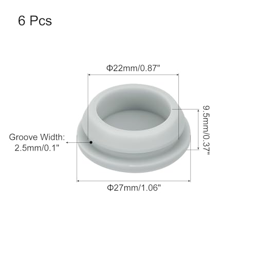 Image of MECCANIXITY 6pcs Silicone Snap in Locking Hole Plugs,22mm /0.9 Inch Mounting Diameter Narrow Groove Width 2.5mm Panel Seal Cover Round for Kitchen Bulkheads Waterproof Sealing Plugs Grey