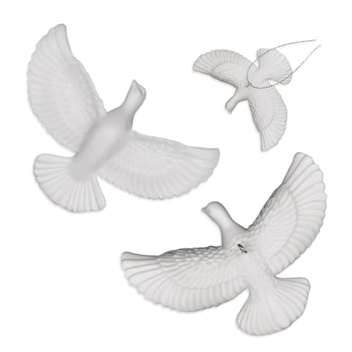 HMCEY 2 Stück Turteltauben Anhänger Christmas Turtle Tauben Deko Hochzeit Friedenstauben Deko Weihnachts Hängedekoration Tauben Figuren Weiß Taube Vogel für Thanksgiving Büro Zuhause Geburtstag