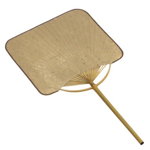 JECOMPRIS Abanico de Mano Chino de Papel Xuan Hecho a Mano Mango de Bambú Cuadrado Retro, Ventilador Portátil para Verano y Decoración Tradicional, Abanico de Paleta Original y Elegante
