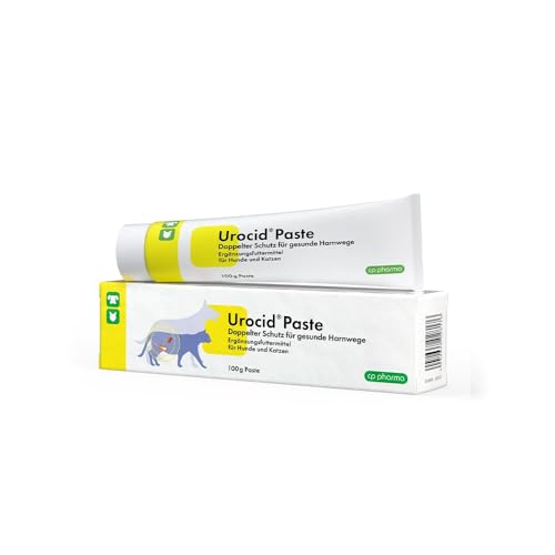 cp-pharma Urocid Paste | Doppelpack | 2 x 100 g | Diät-Ergänzungsfuttermittel für Hunde und Katzen | Bei Blasenbeschwerden, Struvitsteinen mit Methionin & Cranberry