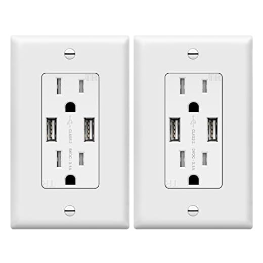 TOPGREENER 3.1A USB Outlet, USB Wall Outlet, 15A TR Receptacle, for iPhone XS/MAX/XR/X/8/7/6s/Plus, iPad, LG, HTC and more, Compatible Samsung Galaxy S9/S8/S7/S6, Note9/8/7 and more, 2-Pack, White