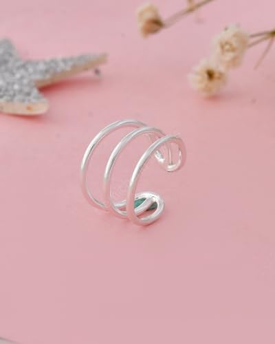Image of Nemichand Jewels 925 Sterling Silver Clip-On Non-Pierced Ear Cuff For Women & Girls (1pc)