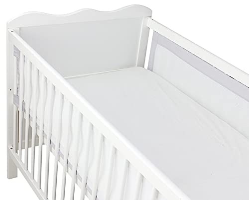 TupTam Babybett Nestchen 3D Mesh – Schutznetz 2er-Pack, Weiß/Grau, ca. 128 x 30 cm (für Babybett 140x70) – Ansicht 6