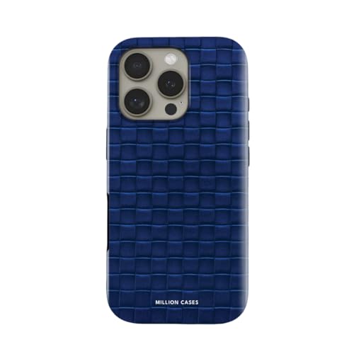 Image of MILLION CASES Back Cover Case for iPhone 15 Pro Scratch Resistant Anti-Slip Polycarbonate Shockproof Protective Durable Artisan Grid Crystal Case for Men & Boys(Blue)