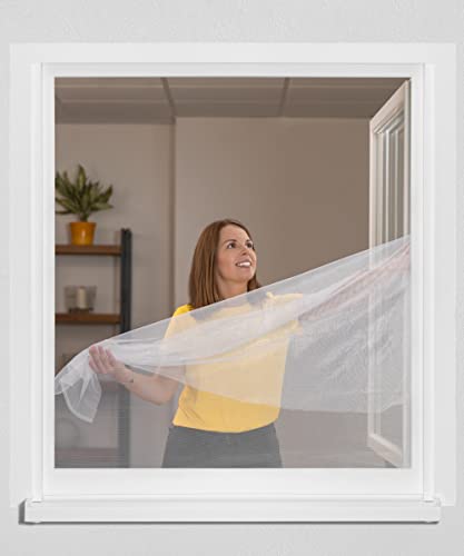 Schellenberg 50714 Fliegengitter für Fenster, Insektenschutz ohne Bohren, zuverlässiger Schutz gegen Mücken und Fliegen, inkl. Befestigungsband, 130 x 150 cm, weiß