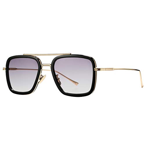 Tony Stark Sunglasses - Iron Man Sun Glasses Vintage Square Metal Frames