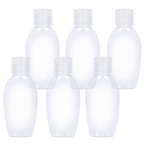 TRENDBOX 6 Pack 50ml Plastic Empty Bottles with Flip Cap Travel Containers Travel Size Bottles with Flip Cap for Shampoo, Liquid Body Soap, Toner, Lotion, Cream