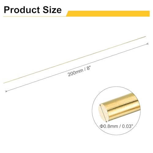 QUARKZMAN 10 Stück Messing Federstahl, 0.8x300mm Länge Vollmaterial Drehstahl Rundstahl, Schweißstab für Messergriffstifte, DIY Bastelmodell Flugzeug Auto, Treibstempelwelle Bearbeitung