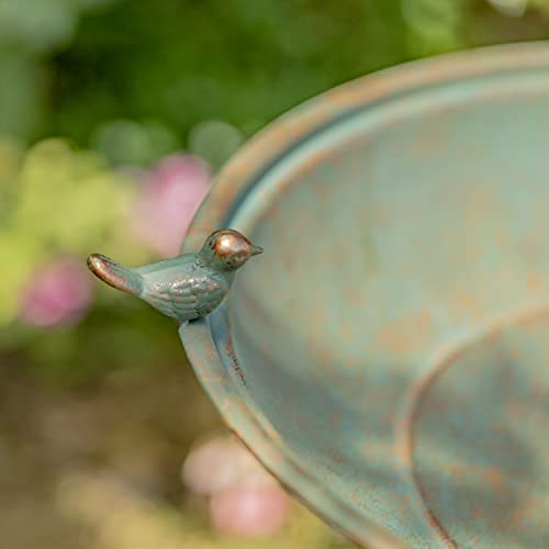 Zaer Ltd. Ornate Pedestal Style Birdbath With Cast Iron Birds On Rim (Bronze) #TOP3
