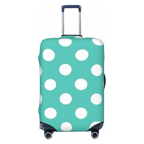Teal Turquoise And White Polka Dot For Travel Luggage Cover Suitcase Protector Fits 18-32 Inch Travel Luggage Protector Elastic Luggage Anti-Scratch Suitcase Cover