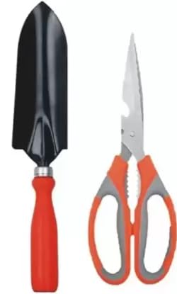 AGT Small Trowel and Gardening Scissor Set | Home and Terrace Garden Tool Set Garden Tool Kit (2 Tools)