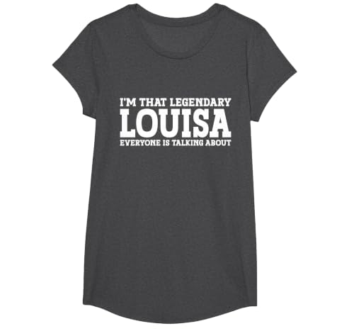 Louisa Personal Name Women T-Shirt, Girls, Dark Heather Grey, X-Small