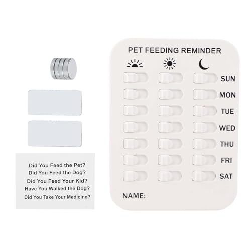 Pets Dog Feeding Reminder, Weiße Magnetische Aufklebertabelle Zur Täglichen Verfolgung von Mahlzeiten, Inklusive 4 Magneten und 2 Aufklebern, Geeignet für Hundebesitzer (WHITE)