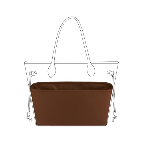 Image of DGAZ Purse Organizer Insert Fits Neverfull-Mini /PM /MM /GM Bags,Silk Bag Organizer,Luxury Handbag & Tote Shaper(PM, Gold)