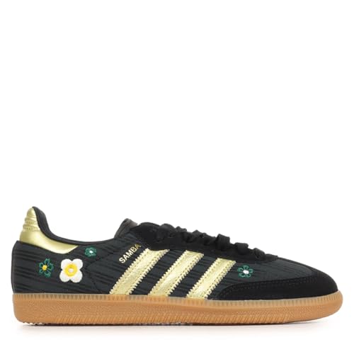 Image of adidas Samba Og W Women's 3 Gold Stripes Floral Limt EDI Trainers (Black Gold, US 6.5)